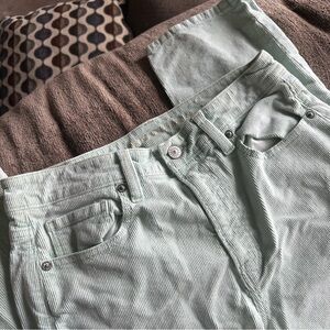 🦋 American Eagle Stretch Light Mint / Sage Green Striped Straight Leg Pants